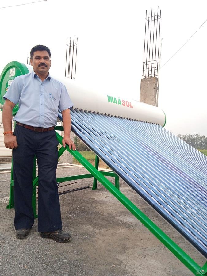 Solar water heating tank installed on rooftop